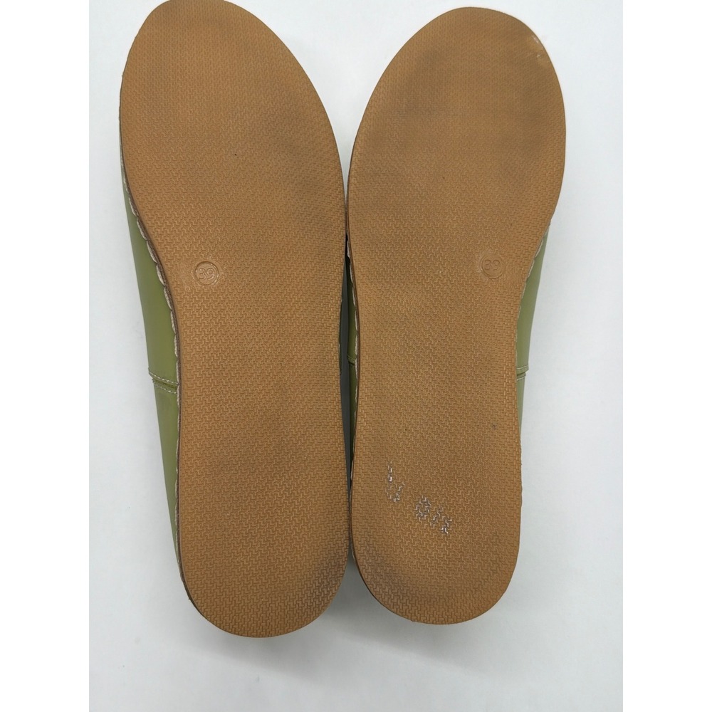 Charix Artisan Leather Loafers Lime Green Womens Slip On Flats Size 39 - Picture 11 of 12